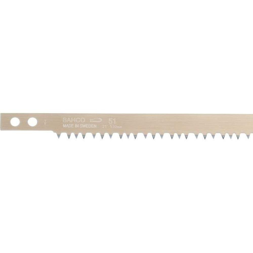 Bahco 21-inch replacement bow saw blade with hardened teeth for cutting dry wood.