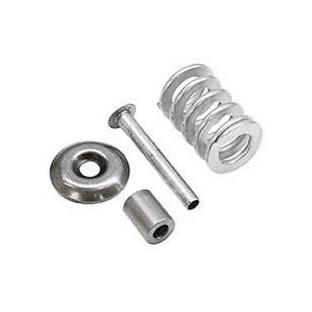 Various metal components including a spring, pin, washer, and sleeve for machinery repair and maintenance.