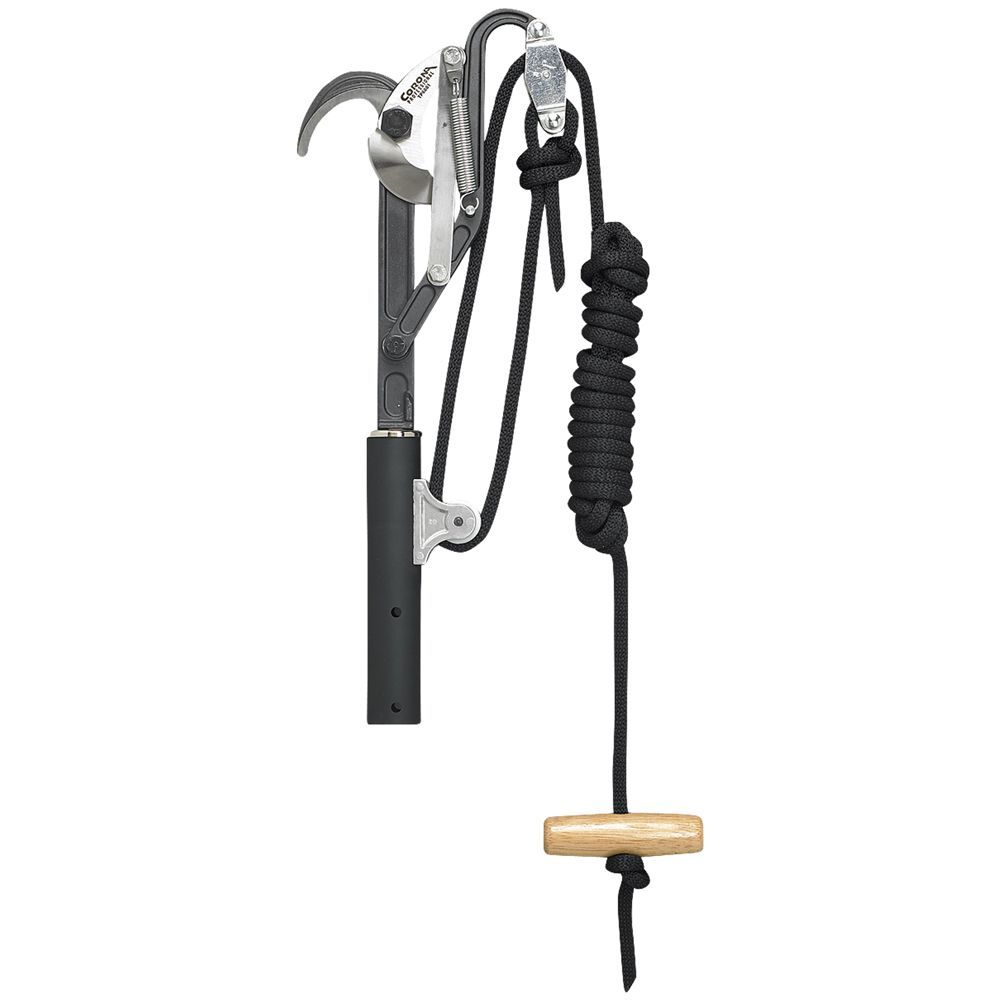 Corona Replacement Pruner Head 6880-8 with black rope and wooden handle for trimming tasks.