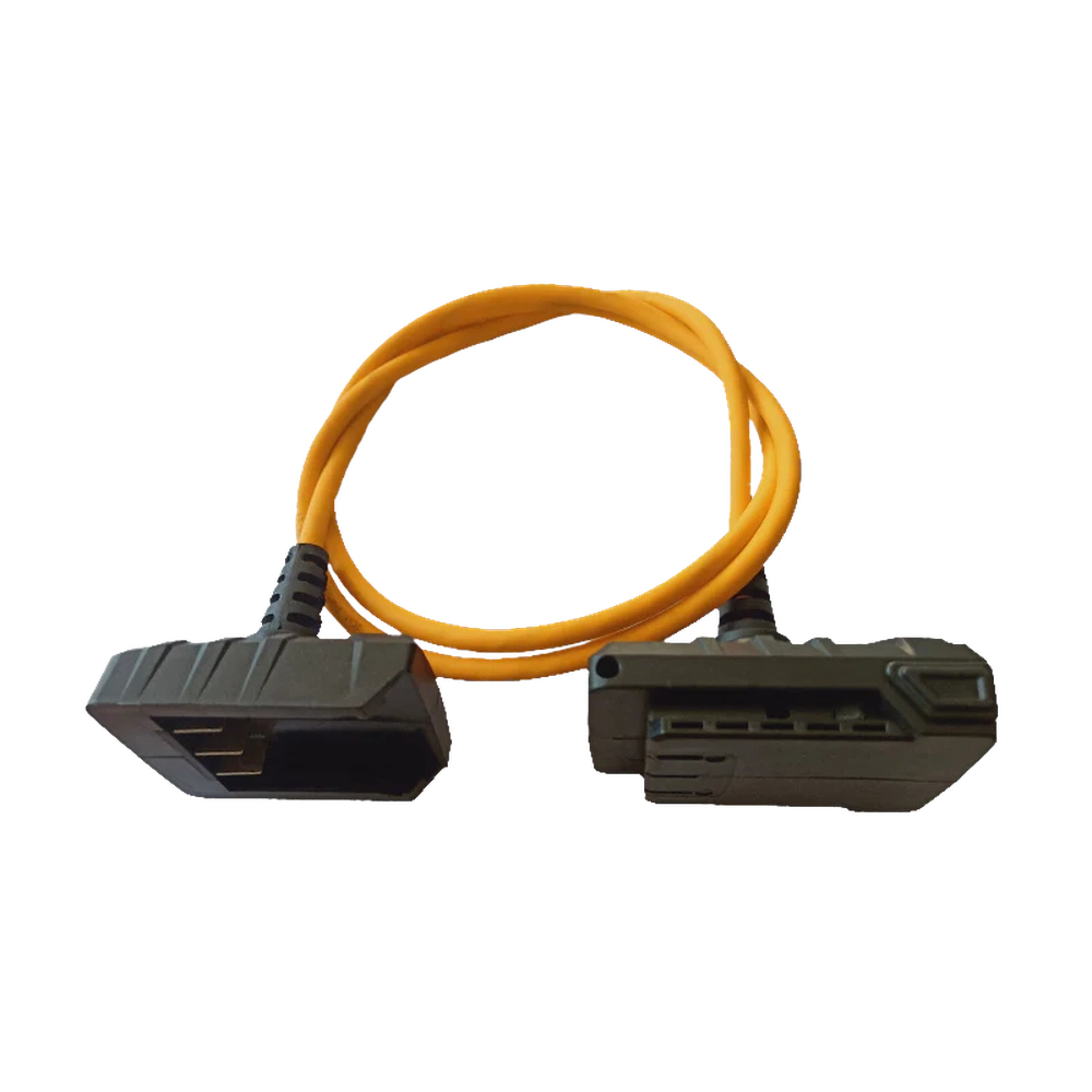 Yellow diagnostic cable with two connectors, ideal for automotive or electronic troubleshooting.