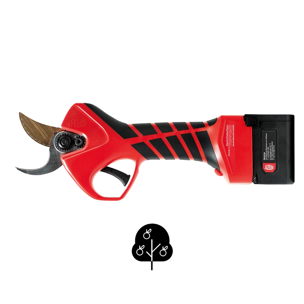 Felco 834W electric pruner for precise wood cutting with interchangeable battery, designed for arborists and landscaping professionals.