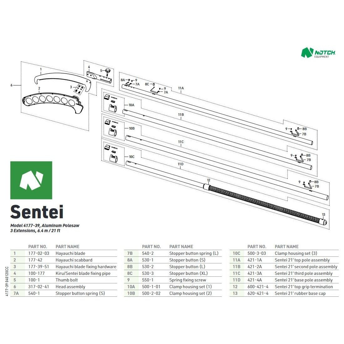 Notch 16' Sentei 3-Section Polesaw 3177-39