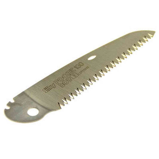 Silky replacement blade 130mm for POCKETBOY with large teeth, chrome-plated, lightweight, tapered design.
