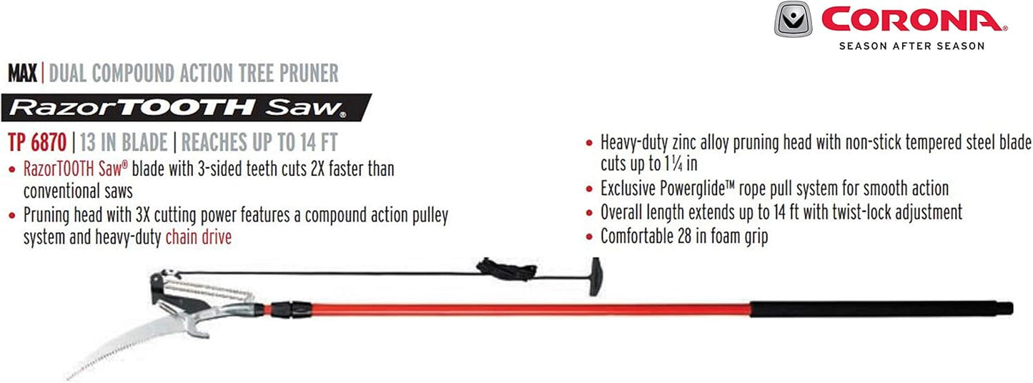 Corona Compound Action Tree Pruner - 14 ft TP 6870