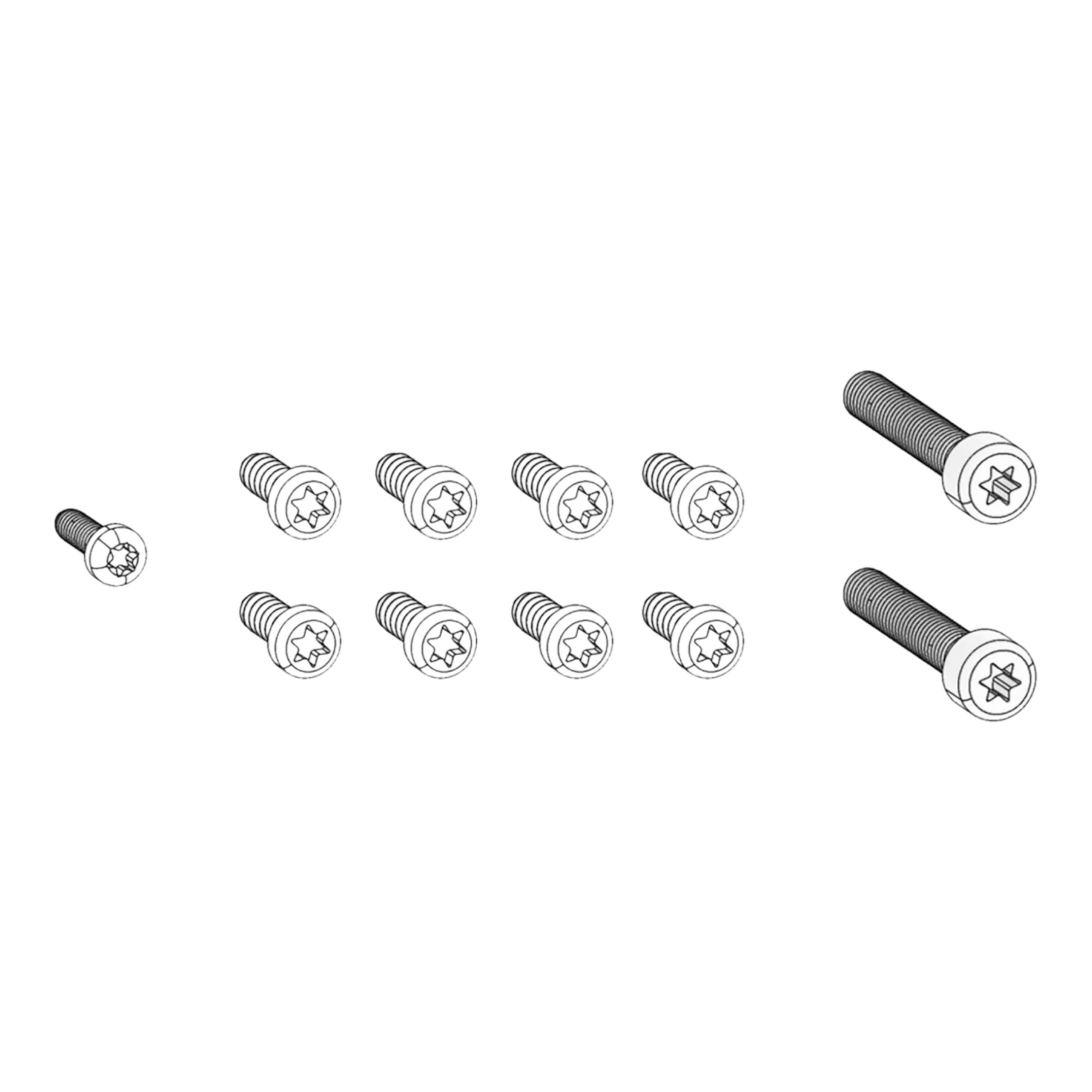 Felco Replacement shell screws 834/18 set including various sizes for pruning shear maintenance.