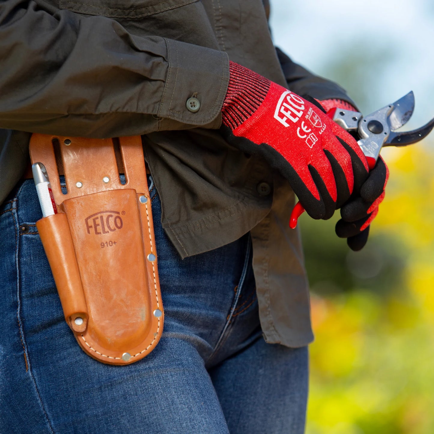 Felco 910+ Leather Holster W-Belt loop & Clip F910+