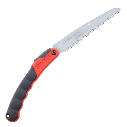 Silky F180 folding saw 180mm with large 6.5 TPI blade (143‑18), shown with red handle for pruning