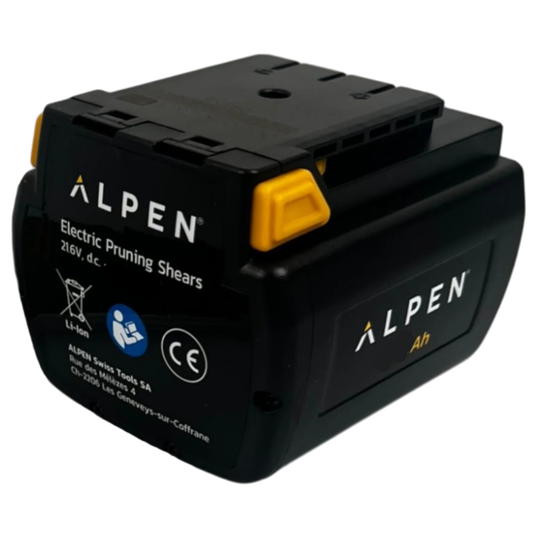 Alpen battery pack for electric pruning shears on a white background