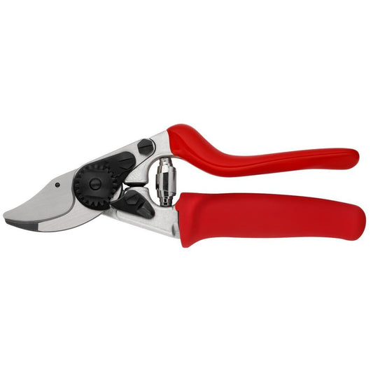 Felco 15 Bypass Pruner with Revolving Handle- F15, featuring sturdy forged aluminum handles and precise cutting blade.