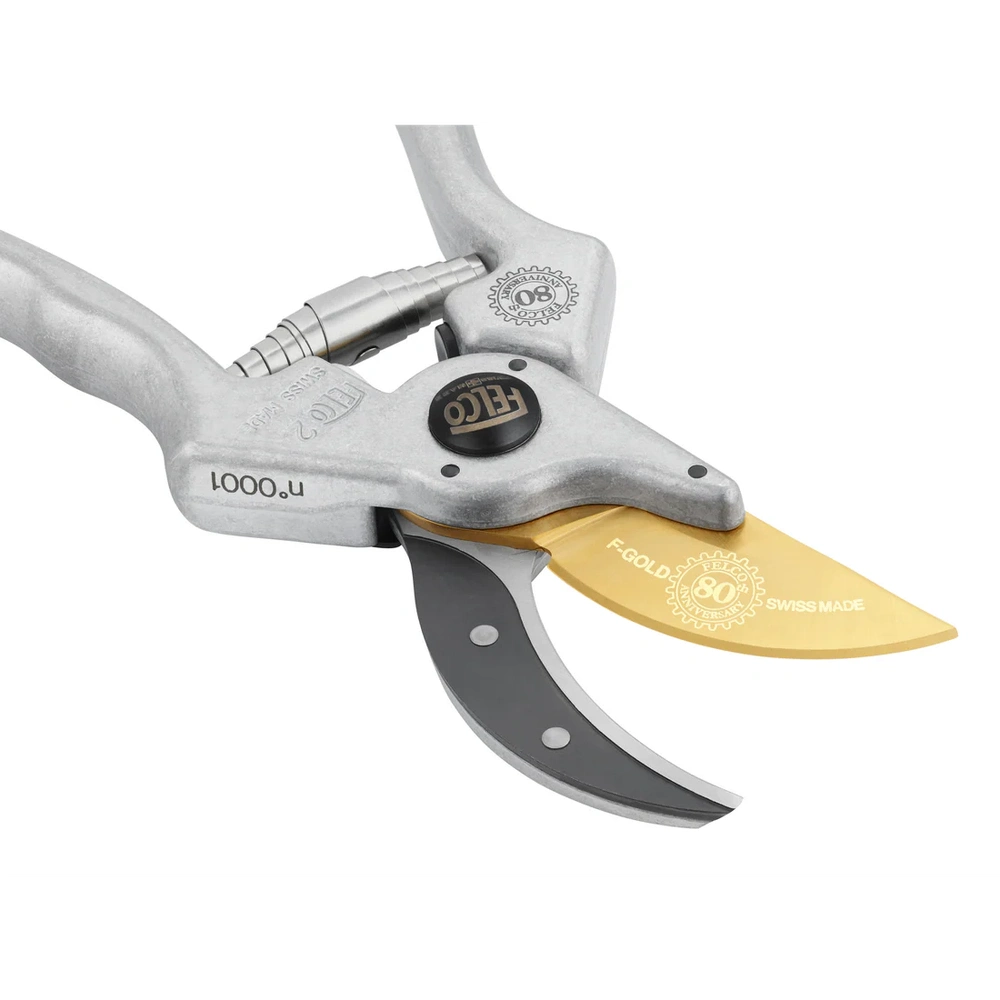 FELCO 2 – 80th Anniversary Special Edition with bare aluminum handles and F-Gold blade.