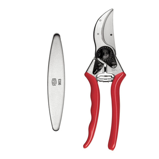 Felco 2 Classic Pruner and 903 Diamond Sharpener Combo displayed together on a white background.