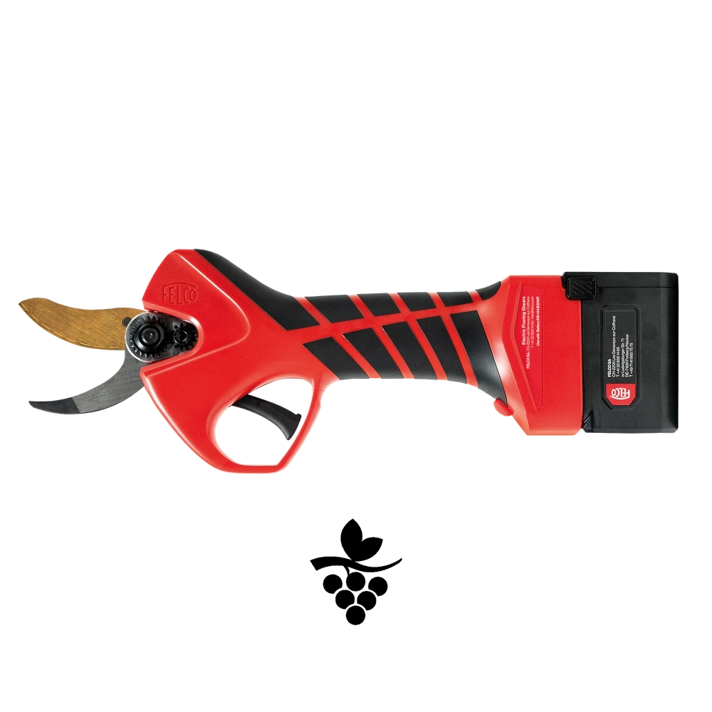 Felco 834V Electric Pruning Shear for vineyard maintenance with battery and ergonomic design.