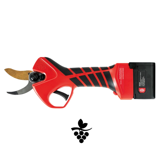 Felco 834V Electric Pruning Shear for vineyard maintenance with battery and ergonomic design.